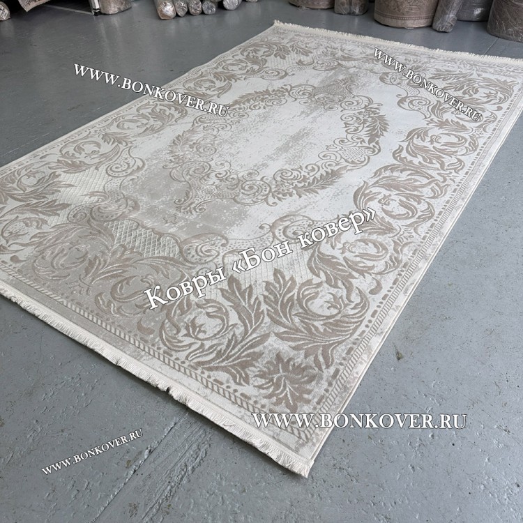 Ковер Турция Для Гостиной Дизайн 98 Серый с Бежевым