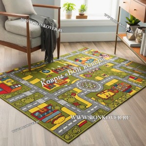 Детский Ковер Город 02 Зеленый