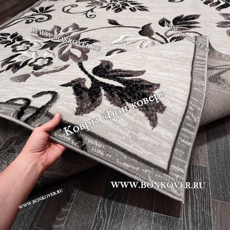 Ковер Лайт Карпет New 2 Дизайн 10 Серый с сиреневым прямоугольный